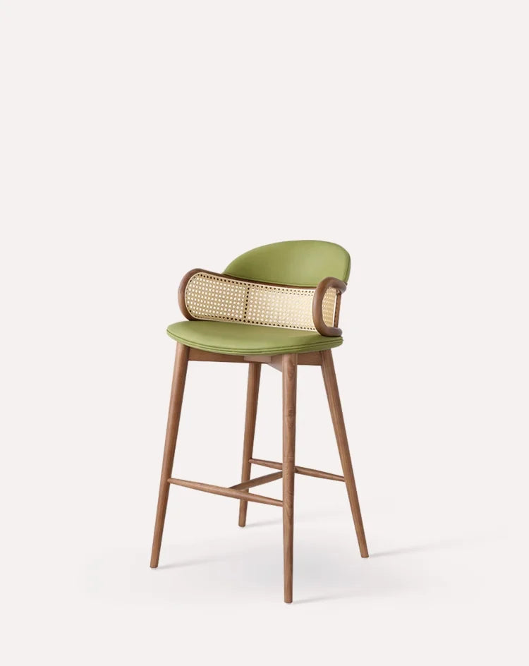 Noric Design Rattan Ash Wooden Home Interior Furniture Living Room bar Table 75cm Stools Japan Design Barchairs Barstool