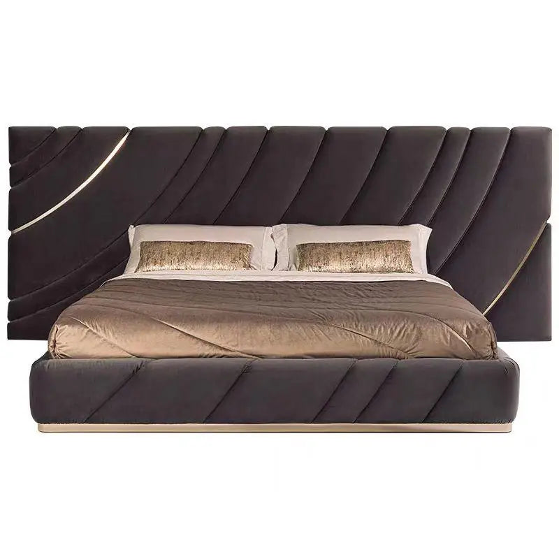 Italian Luxury 1.5/1 Extra Large Widescreen Modern Leather Wooden Double Bed Suitable for Large Master Bedroom Weddings