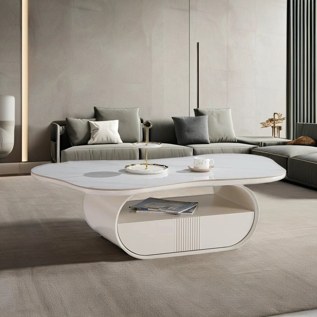 White ceramic living room center coffee table household furniture casual restaurant bedroom hotel project coffee table