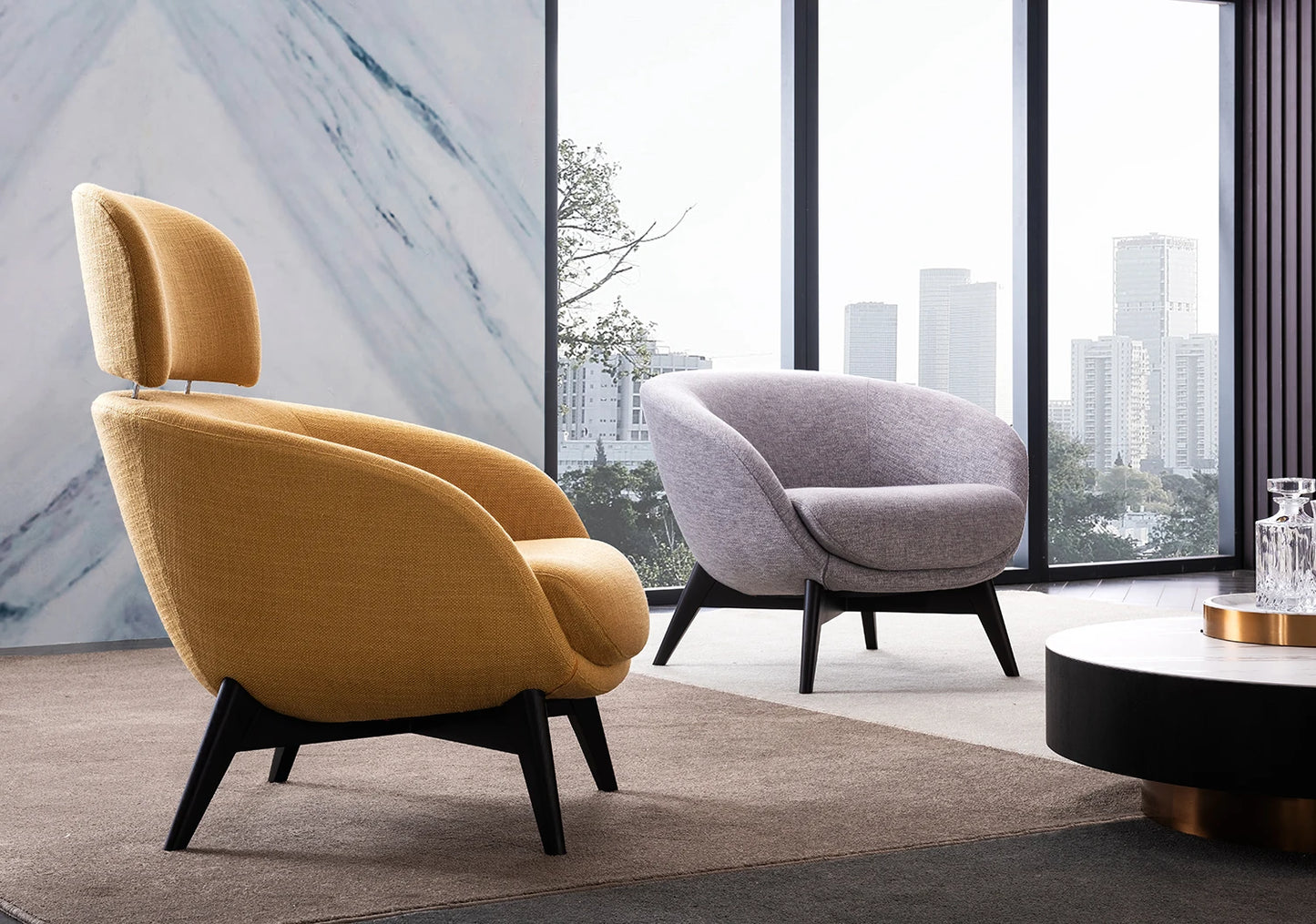 Modern Luxury Design Home Living Room Bedroom Fabric Solid Wood Frame Single Leisure Chair