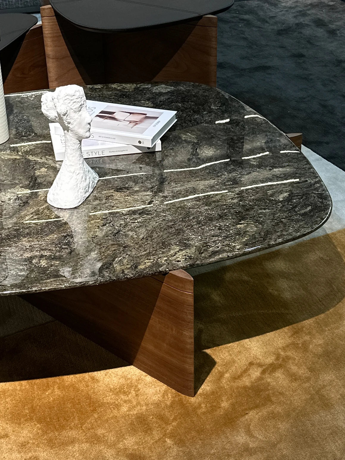 3-Piece Combination Low Coffee Table Marble Top Dining Table Light Luxury Solid Wood Living Room Furniture Center Table