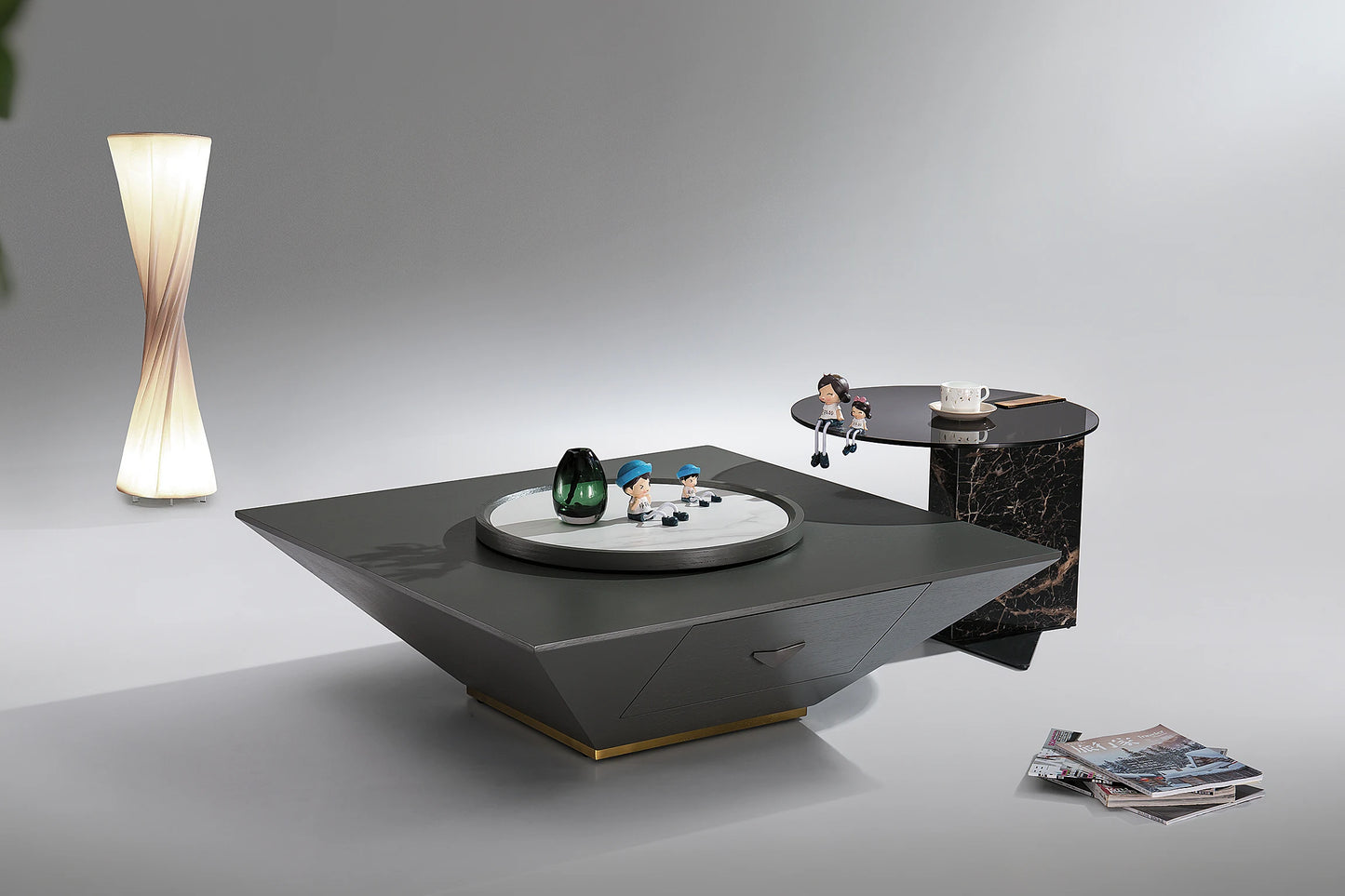 Modern Luxury Design Ceramic and Glass Coffee Table Sets Household Marble and MDF Dining Room Living Room Interior Furniture