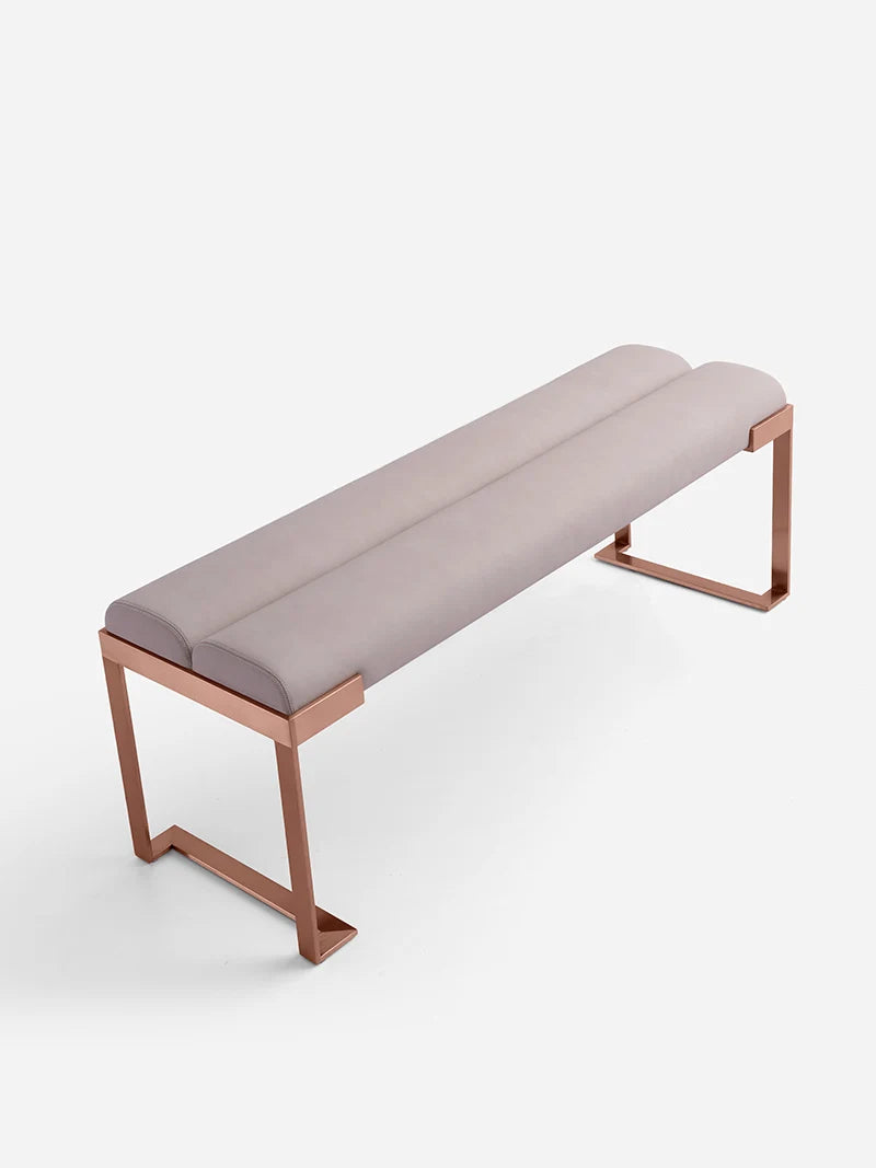 Luxury Design Rose Golden Stainless Steel Base High End Villa Master Room 140cm Ottoman Bedroom Furniture Hotel Bed End Bench