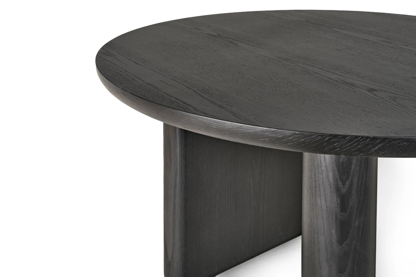 Modern minimalist Wabisabi design plywood frame round black ash wood home dining table set 6 stone material kitchen dining room