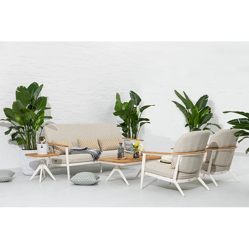 Garden Fabric Teak Arm Sofa Aluminum Luxury Modern Outdoor Furniture Set