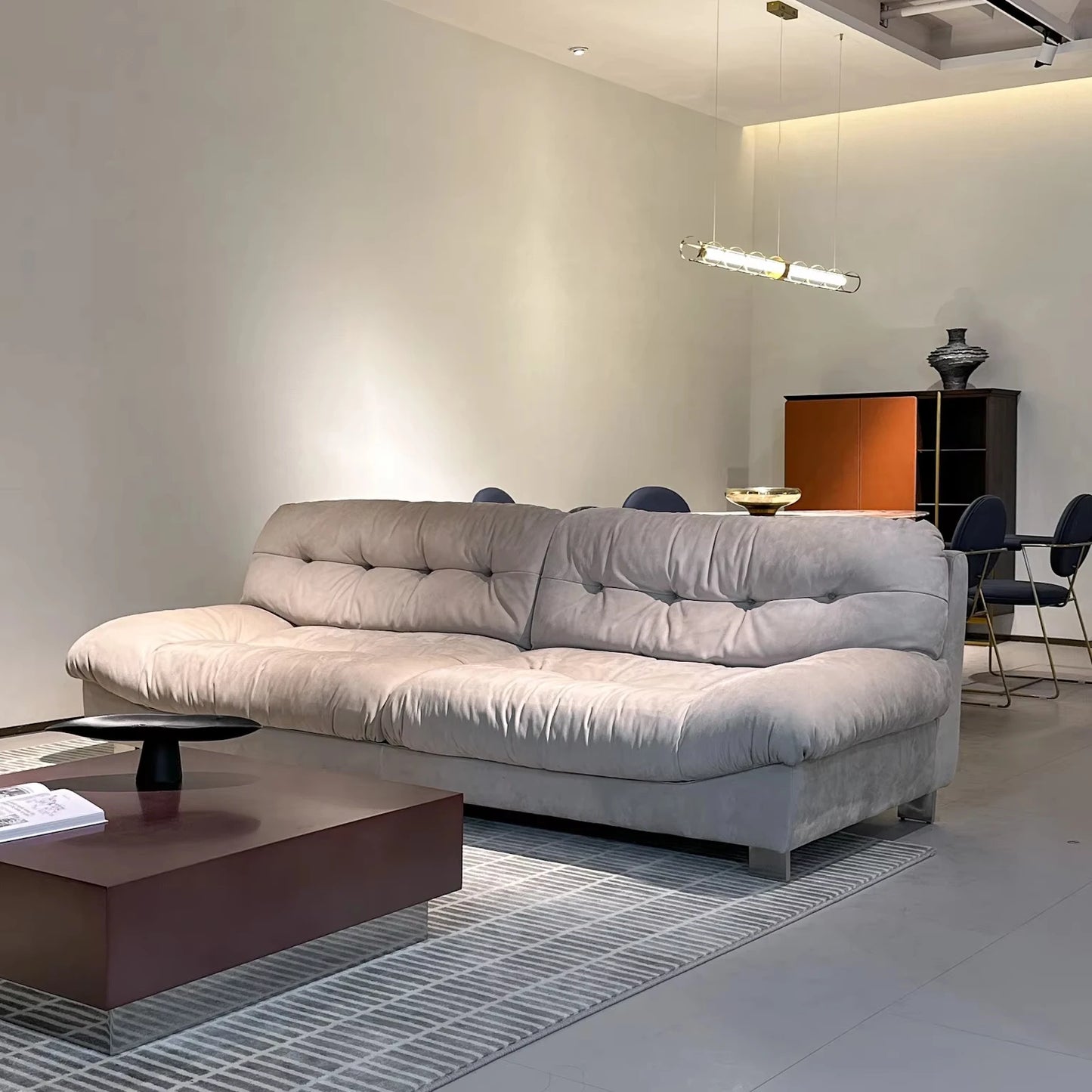 Stylish modern velvet sofa Nordic style combination double sofa, leather wooden legs for living room or park