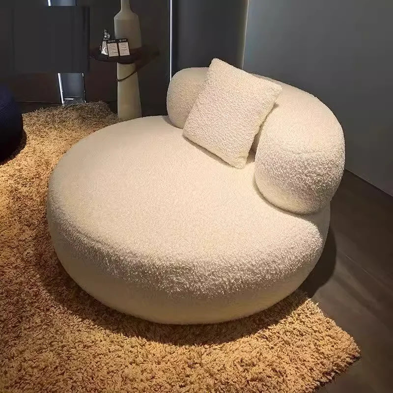 INS style Italian design large villa apartment fabric round casual sofa chair soft foam comfortable living room white fat sofa