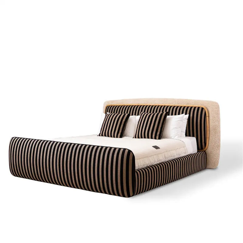 1.8 meters double bed Italian minimalist design soft cotton and linen fabric modern master bedroom villa king bed