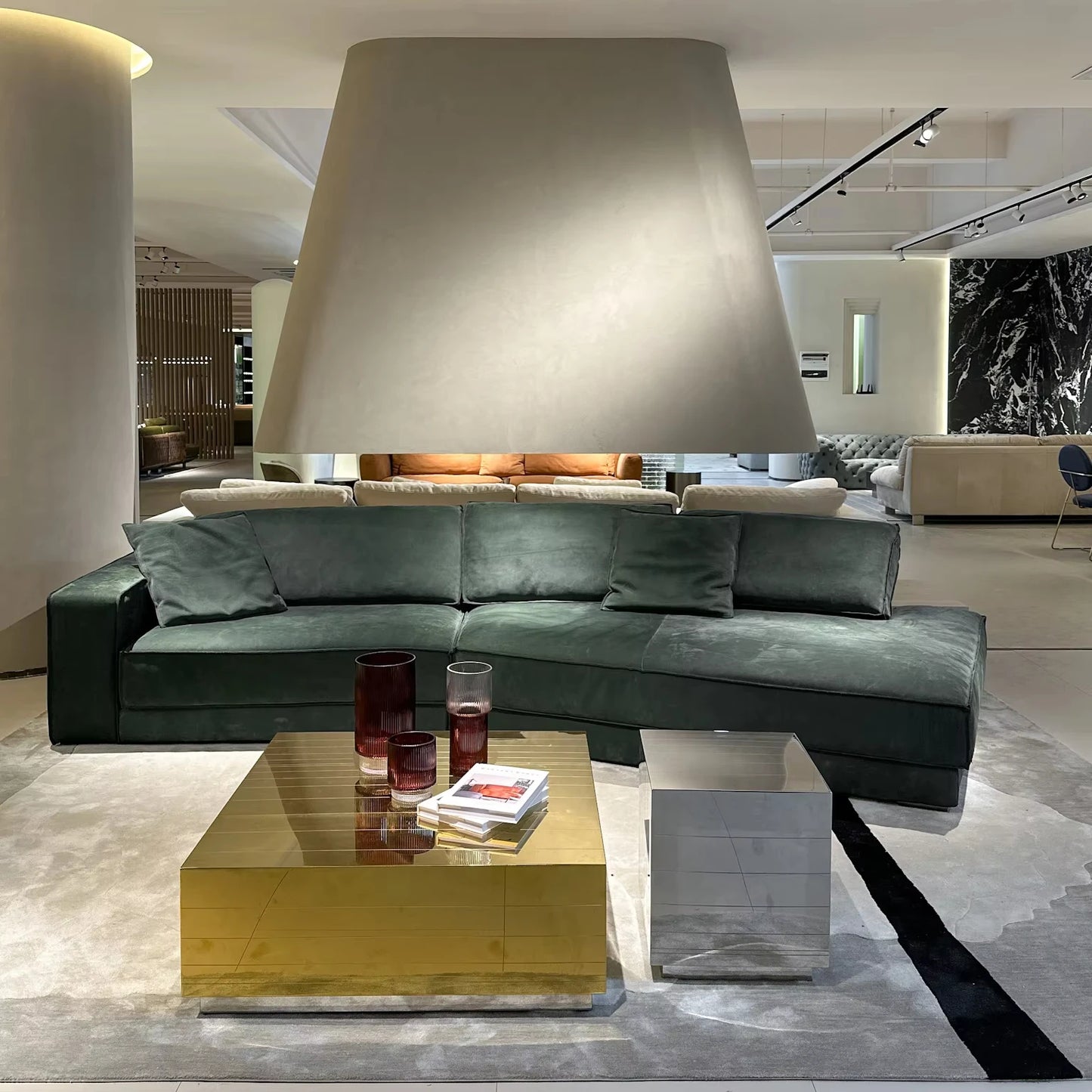 Stylish and minimalist living room combination sofa set with wooden legs, leather and velvet materials for bedroom and bathroom