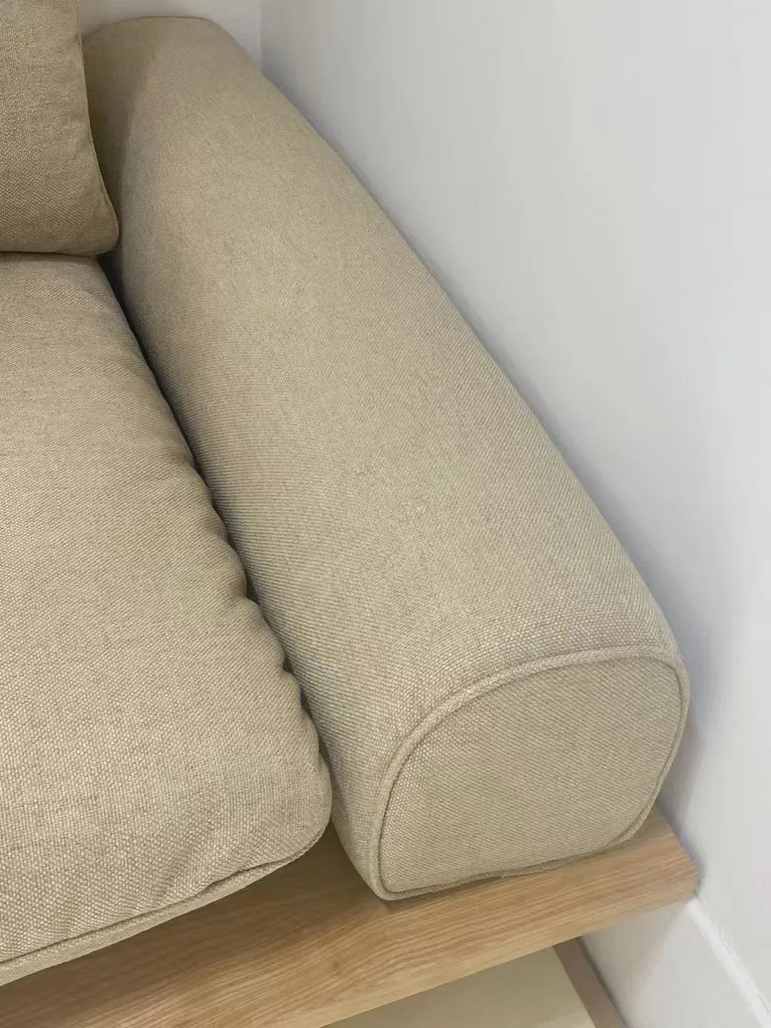 Solid Ash Japanese Design Wabisabi Home Living Room Furniture 3 Seats Sofa Fabric Cover Hotel Loft Villa Leisure Sofa