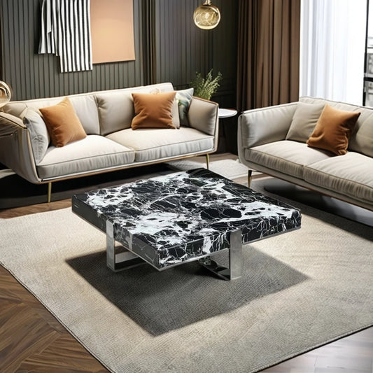 Black and white square ceramic coffee table living room furniture center table luxury villa attic coffee table