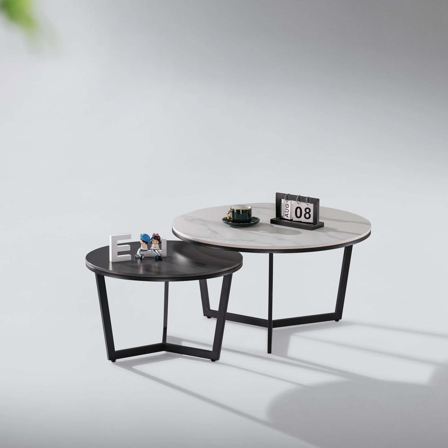 Combination coffee table set Modern simple apartment Hotel project Living room high-end gold base coffee table