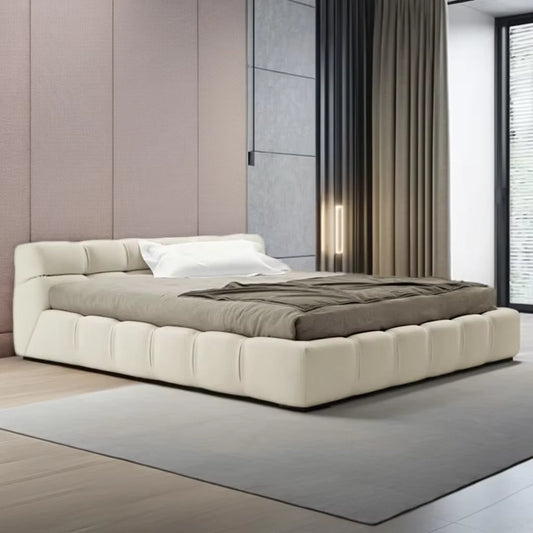 Tufted Puff Italian Simple Fabric Large Modern Design Master Bedroom Furniture Large Villa Modern Loft Bed