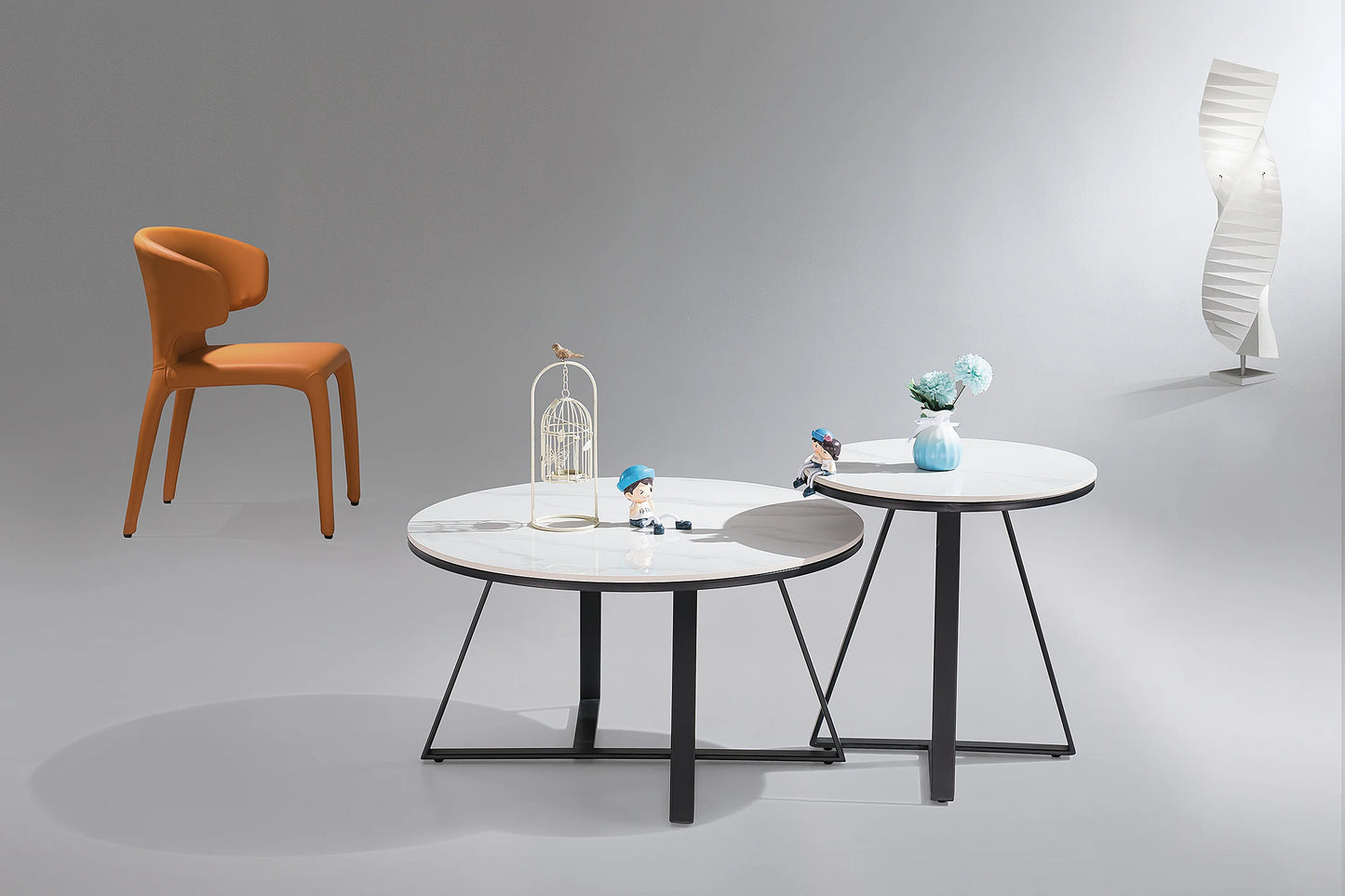 Modern Coffee Table Set Big and Small Round Shape 80+50cm Living Room Furniture Italian Design Modern Bedroom Vip Tea Table