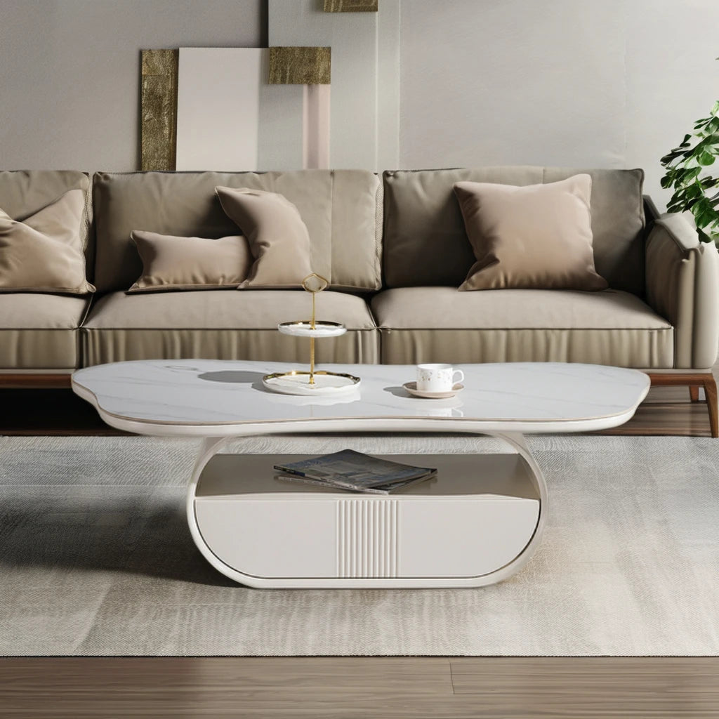 White ceramic living room center coffee table household furniture casual restaurant bedroom hotel project coffee table