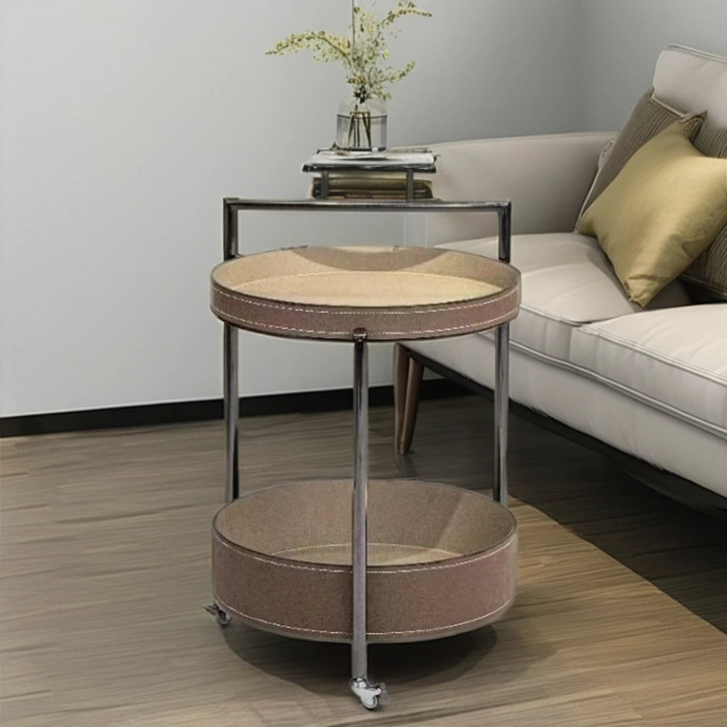 Trolley Wheel Snacks Side Table Bedroom Furniture Villa Living Room Casa Coffee Table Loft Project Saddle Leather Coffee Table