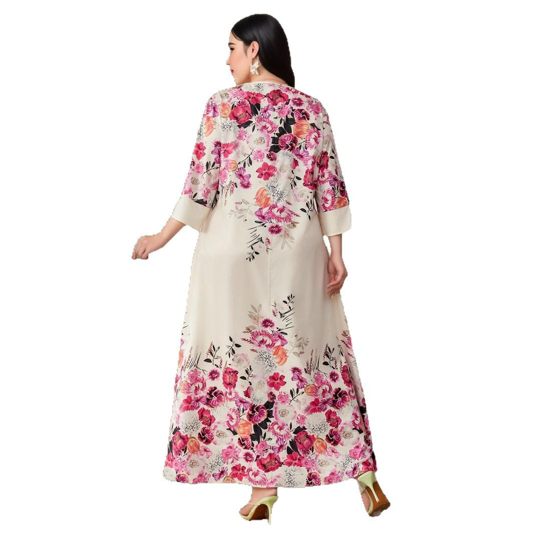 Cross-border Amazon Pinduoduo Europe, America and the Middle East large-size digital printing dress loose holiday style