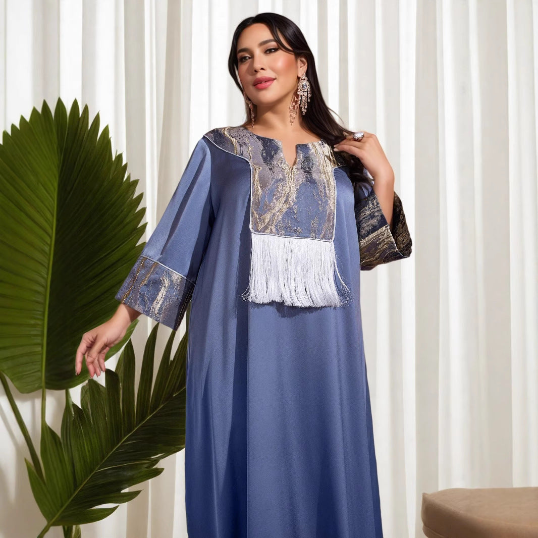 AB312 2023 Al-Adha Arab Dubai Splicing Spike Dress Muslim Party Dinner Robe