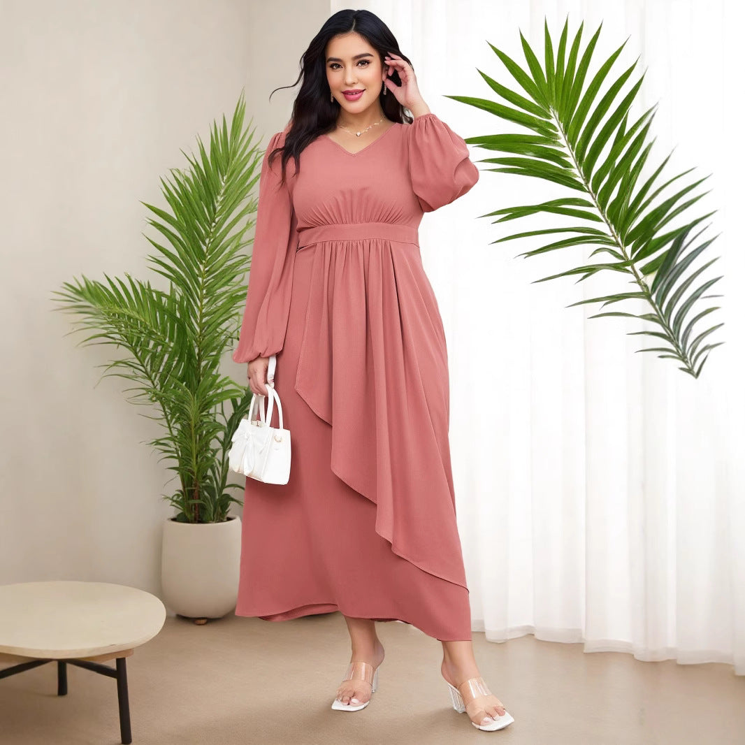 Cross-border Middle Eastern style net color plus size long version dress AliExpress Amazon elegant party dress