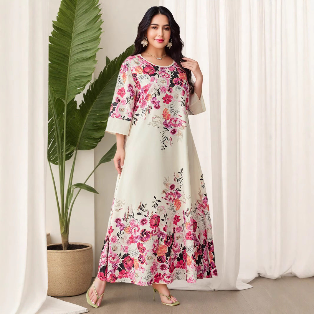 Cross-border Amazon Pinduoduo Europe, America and the Middle East large-size digital printing dress loose holiday style