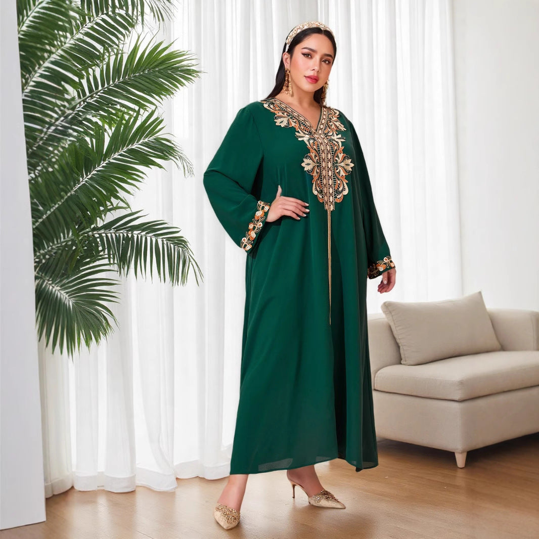 AB312 2023 Al-Adha Arab Dubai Embroidered Decal Dress Muslim Party Dinner Robe