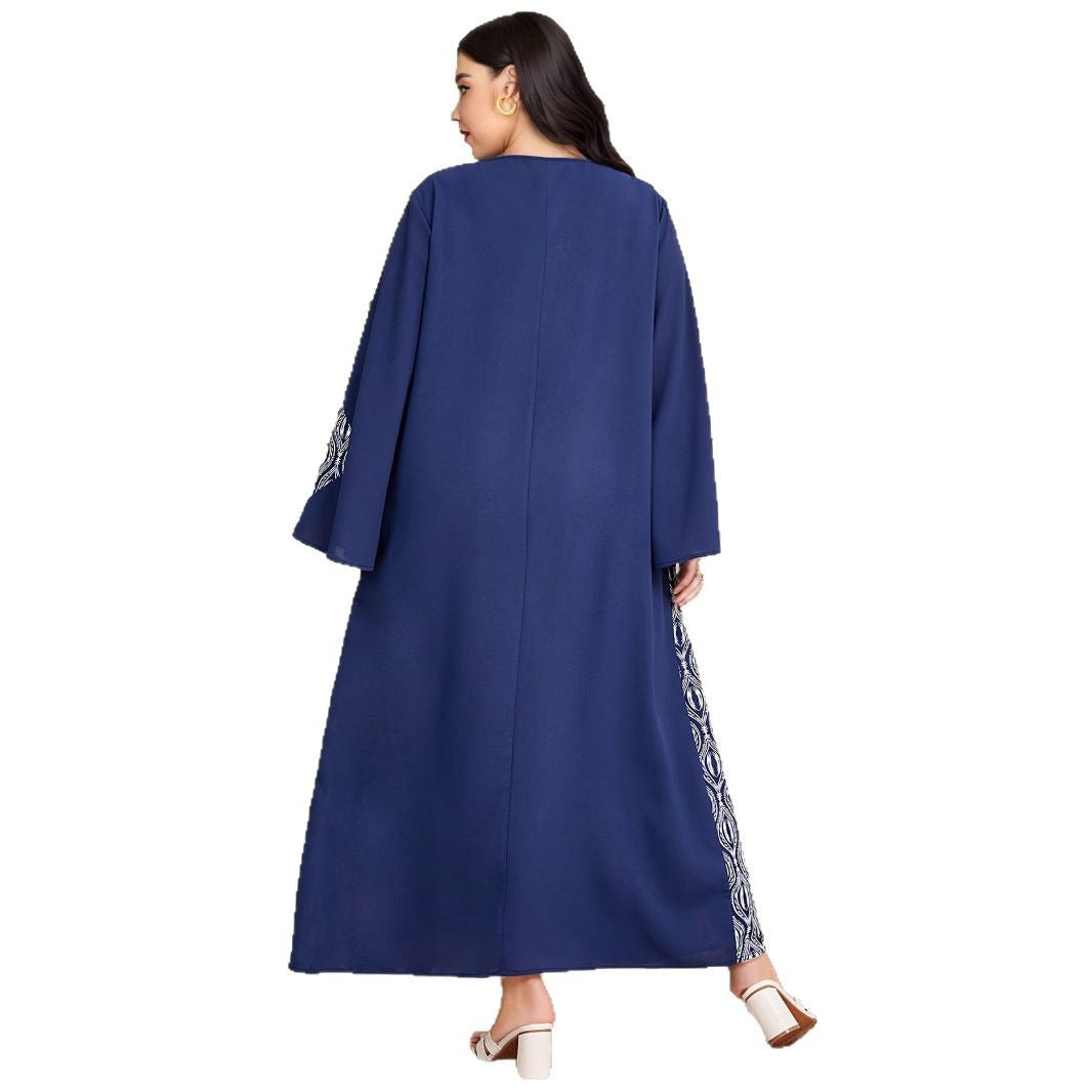 AB312 Cross-border Eid al-Adha Arab Dubai Splicing Loose Plus Size Dress Muslim Party Robe