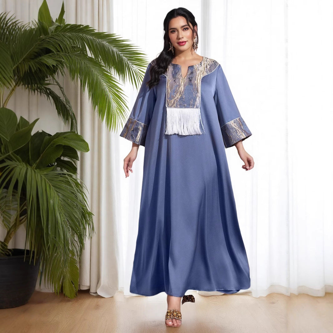 AB312 2023 Al-Adha Arab Dubai Splicing Spike Dress Muslim Party Dinner Robe