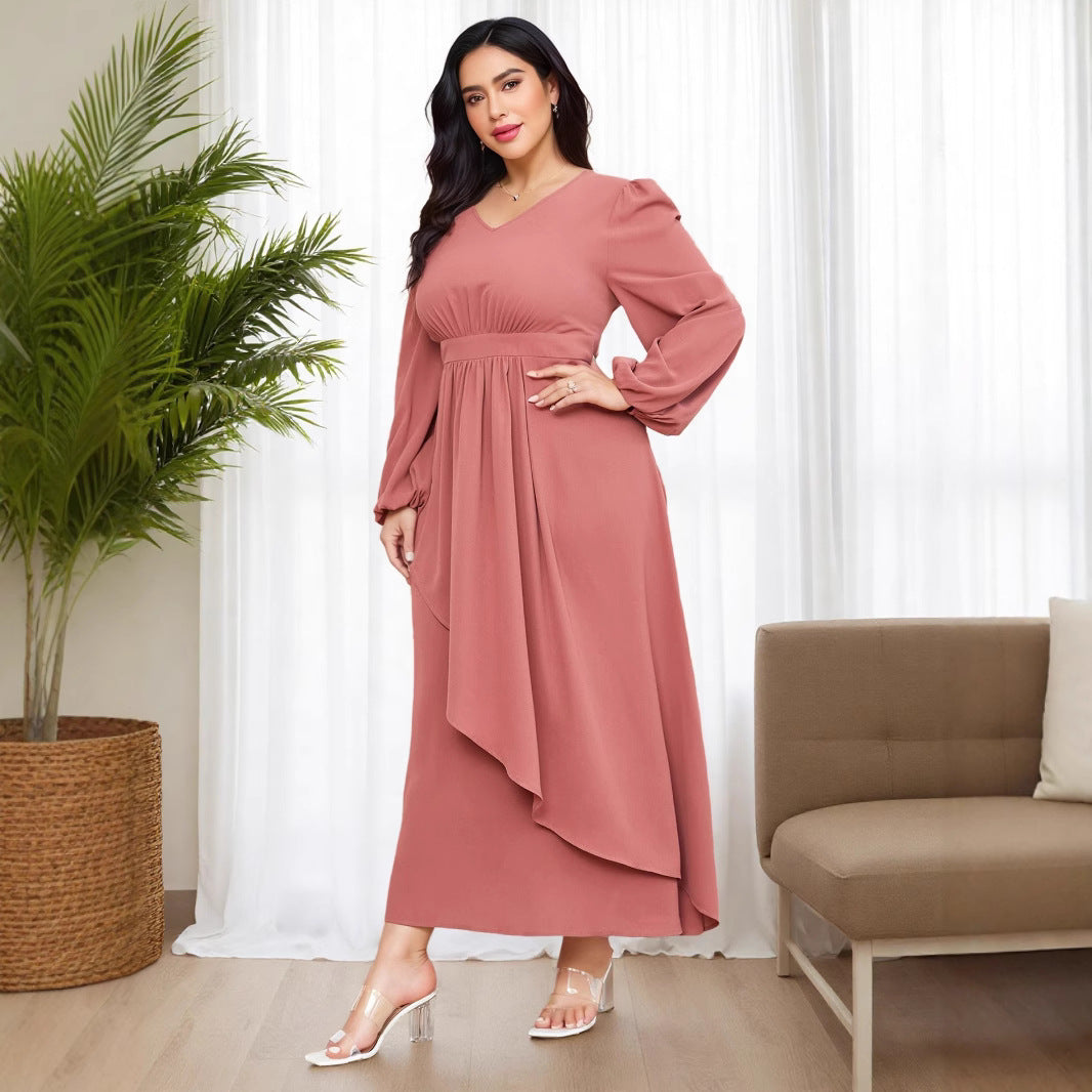 Cross-border Middle Eastern style net color plus size long version dress AliExpress Amazon elegant party dress