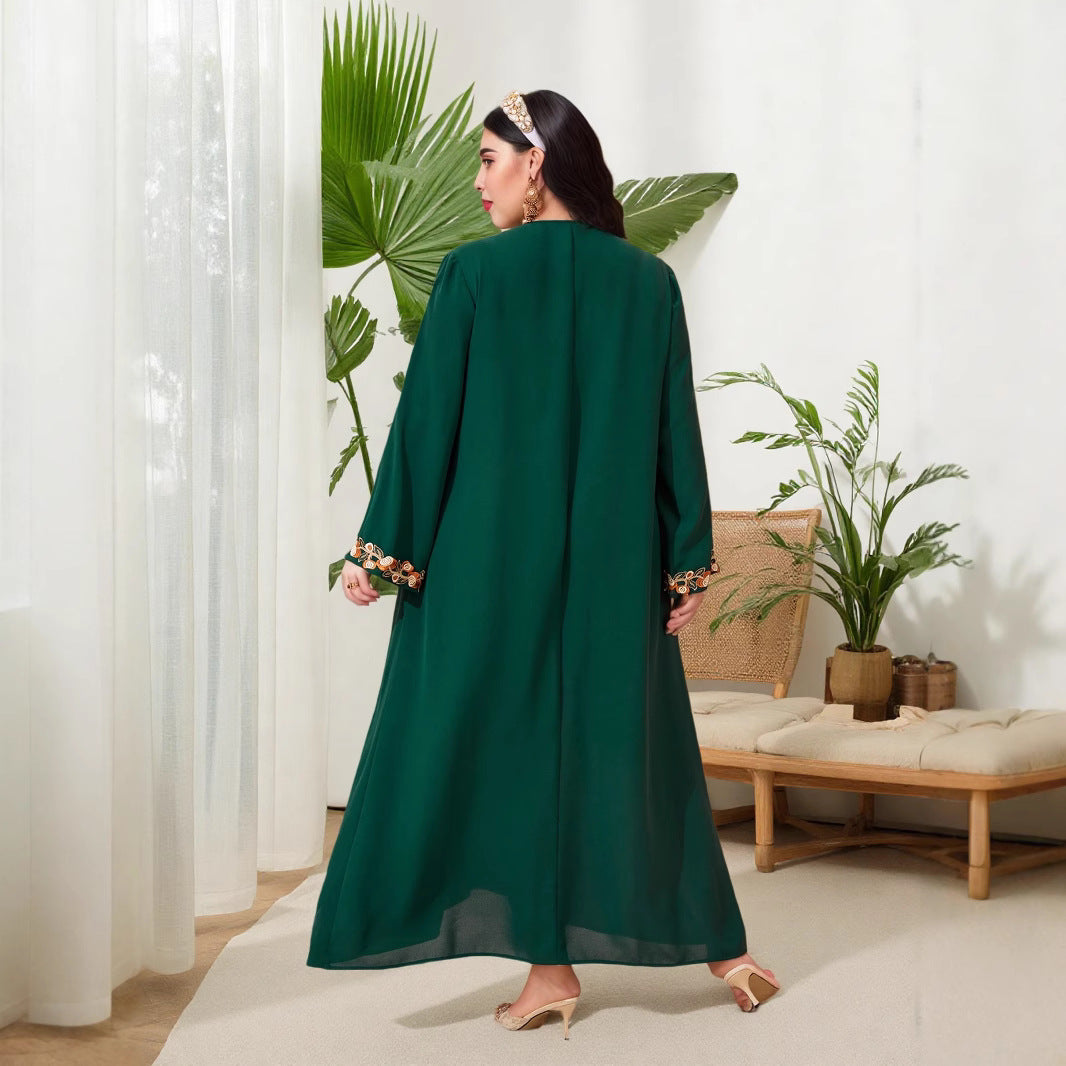 AB312 2023 Al-Adha Arab Dubai Embroidered Decal Dress Muslim Party Dinner Robe