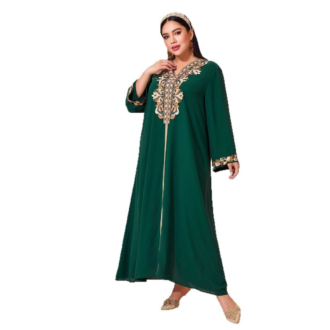 AB312 2023 Al-Adha Arab Dubai Embroidered Decal Dress Muslim Party Dinner Robe