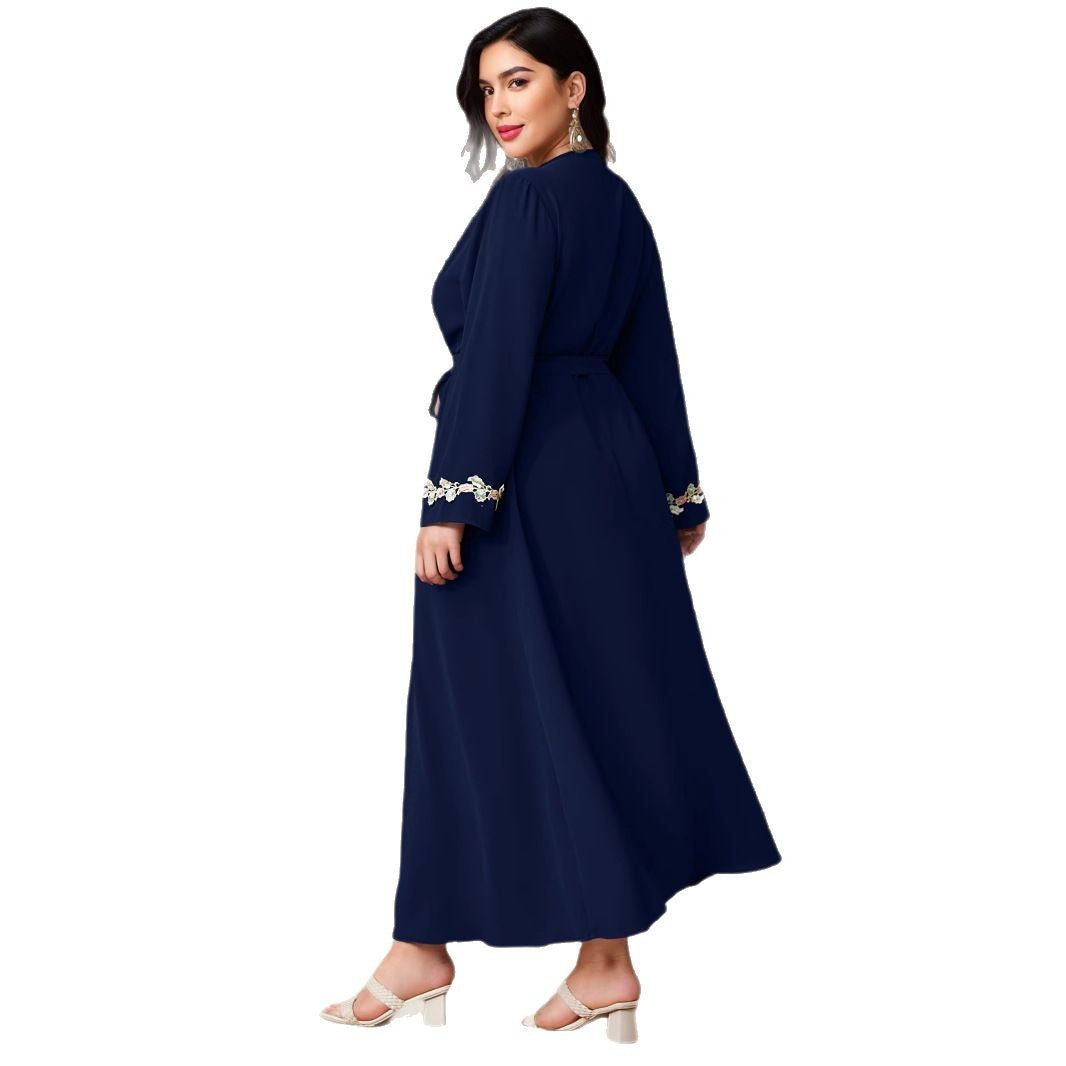 Temperament elegant fashion bronzing lace splicing dress cover women's 2025 dress cross-border large size Muslim