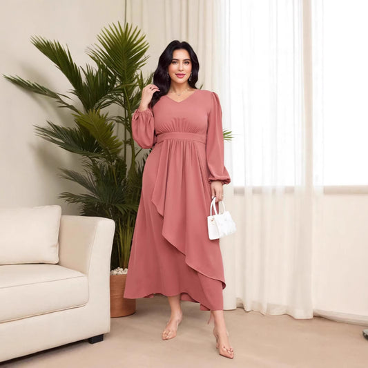 Cross-border Middle Eastern style net color plus size long version dress AliExpress Amazon elegant party dress