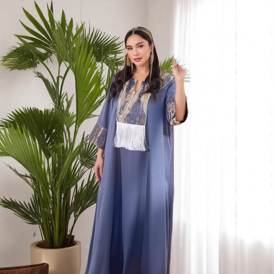 AB312 2023 Al-Adha Arab Dubai Splicing Spike Dress Muslim Party Dinner Robe