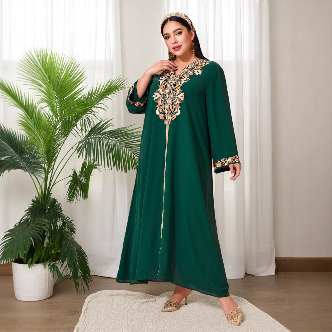 AB312 2023 Al-Adha Arab Dubai Embroidered Decal Dress Muslim Party Dinner Robe
