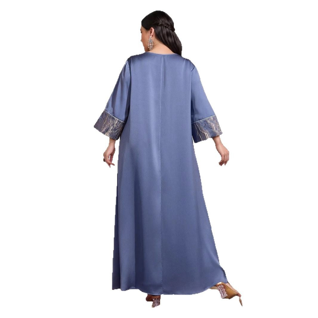AB312 2023 Al-Adha Arab Dubai Splicing Spike Dress Muslim Party Dinner Robe
