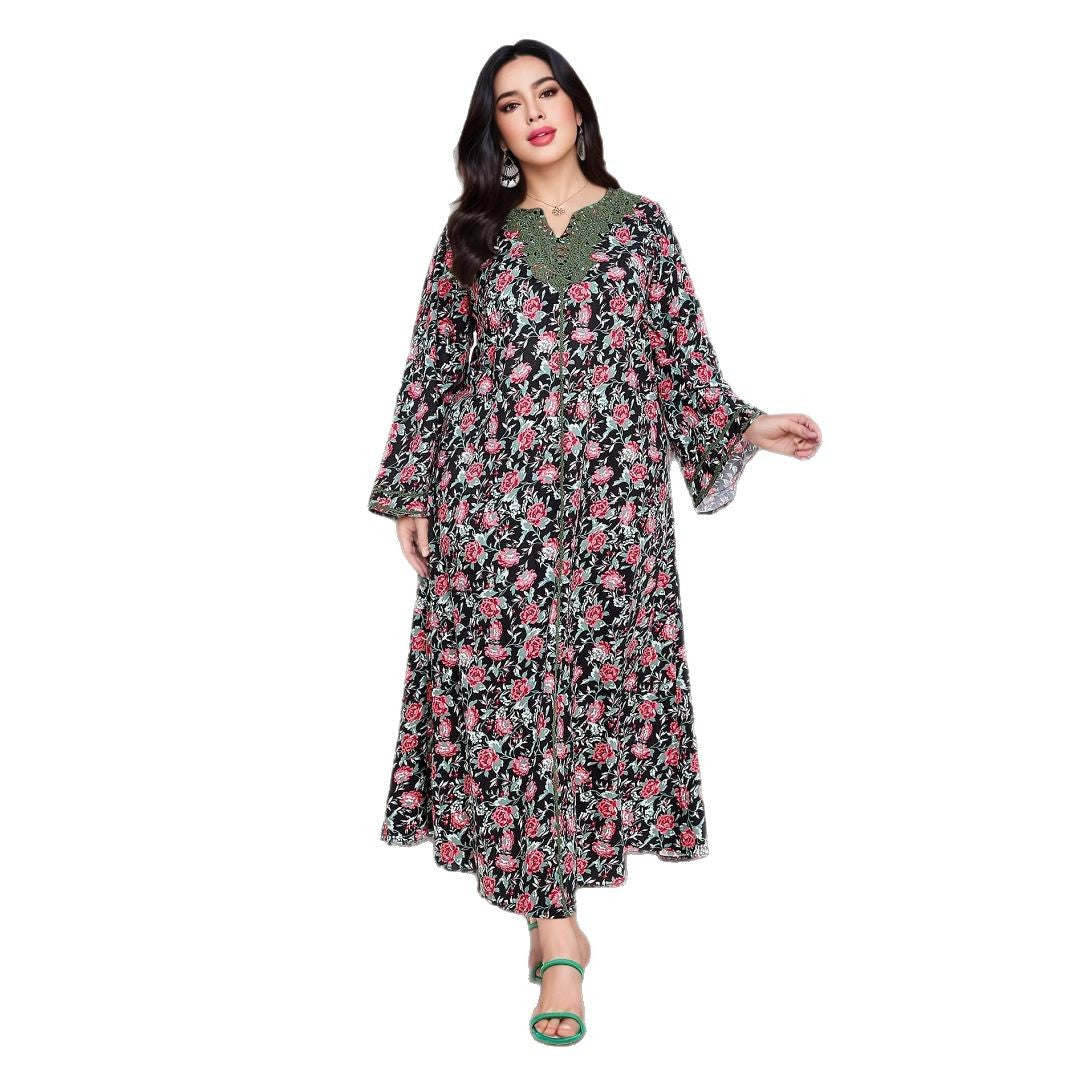 The real shot will be in the summer of 2025. The new V-neck color is thin, literary and retro vacation dress is 125kg, and the extra-long robe is available.