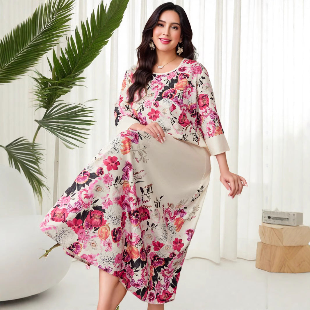 Cross-border Amazon Pinduoduo Europe, America and the Middle East large-size digital printing dress loose holiday style
