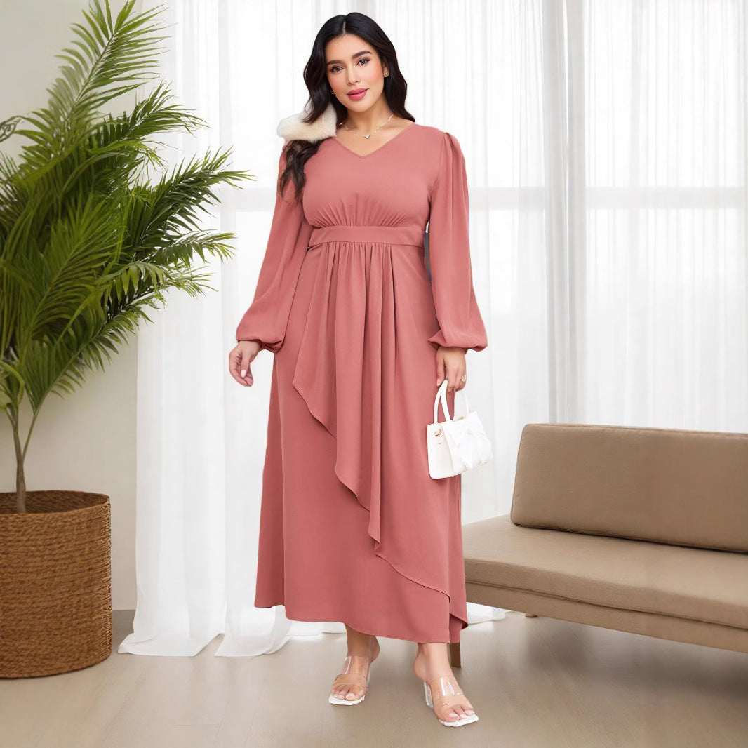 Cross-border Middle Eastern style net color plus size long version dress AliExpress Amazon elegant party dress