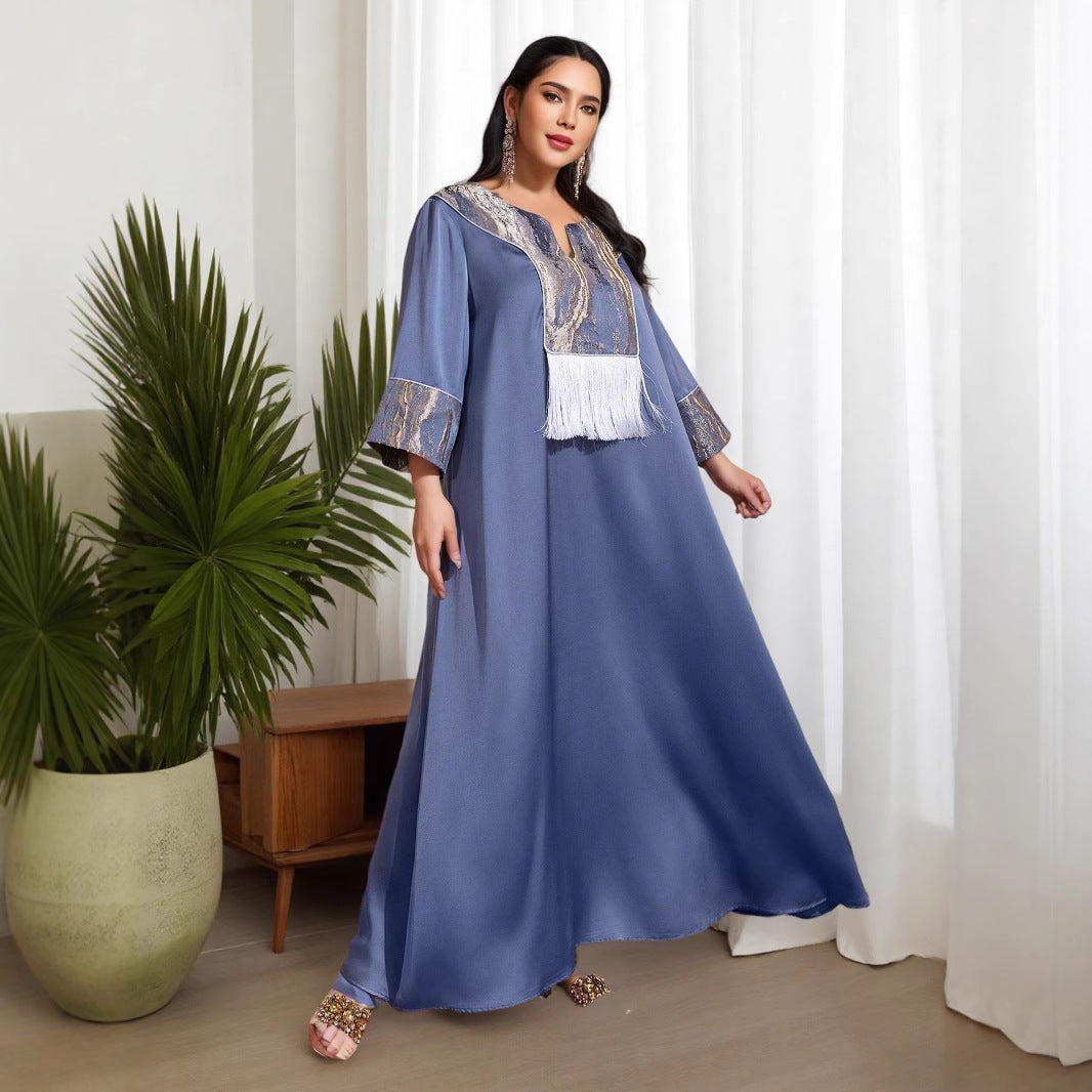 AB312 2023 Al-Adha Arab Dubai Splicing Spike Dress Muslim Party Dinner Robe