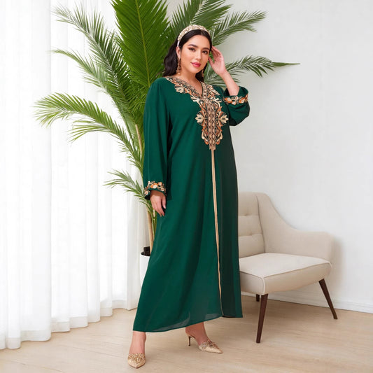 AB312 2023 Al-Adha Arab Dubai Embroidered Decal Dress Muslim Party Dinner Robe
