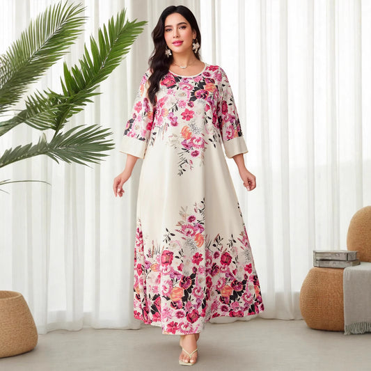 Cross-border Amazon Pinduoduo Europe, America and the Middle East large-size digital printing dress loose holiday style