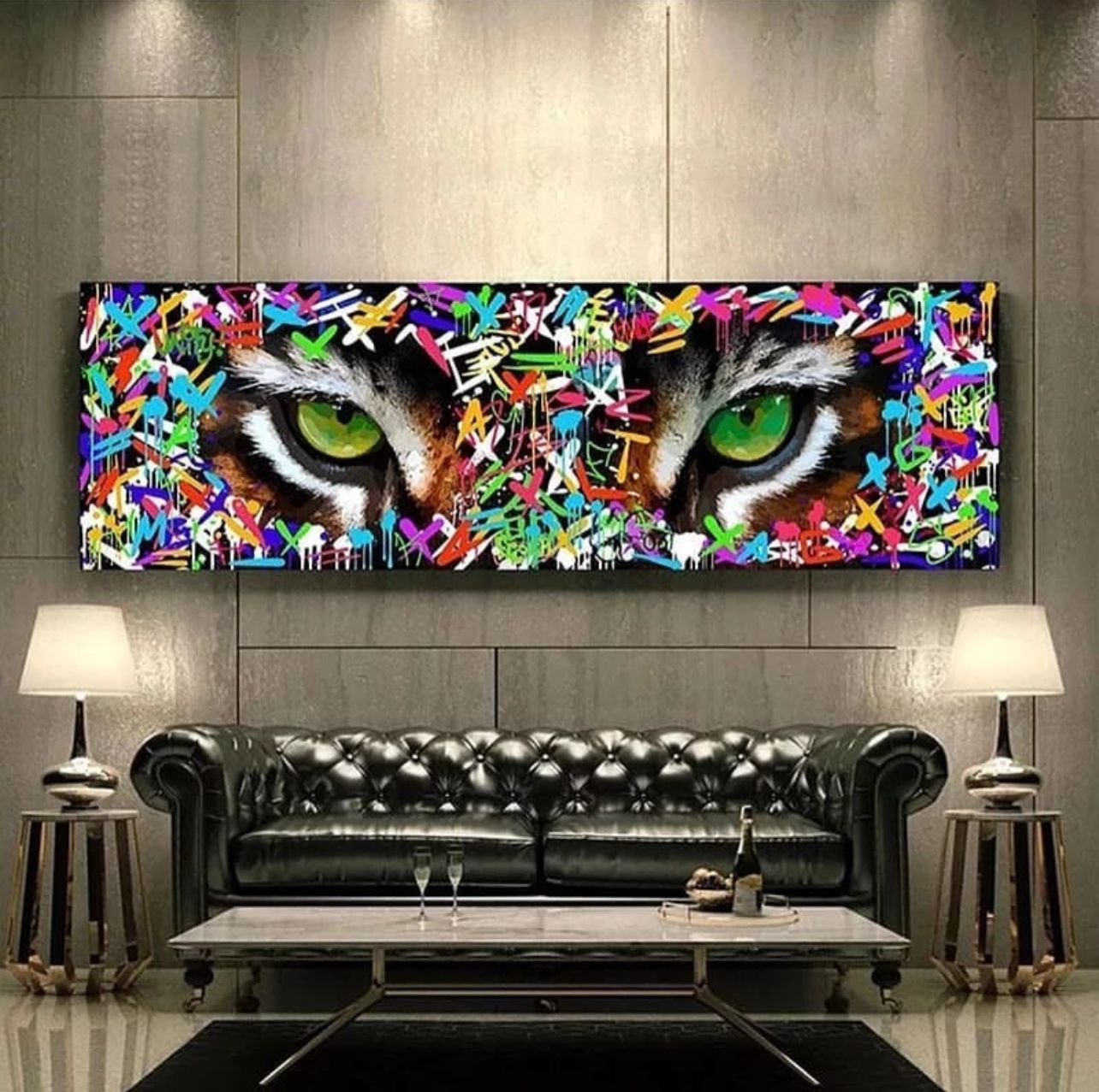 Graffiti Tiger's Eye Canvas Painting