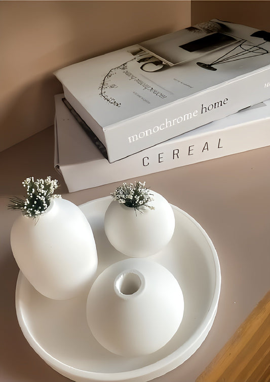 Concrete Vases and Tray Set